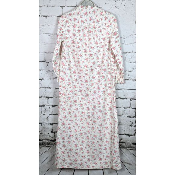 VINTAGE SEARS Floral Flannel Nightgown Cottage Cozy Soft Buttons Size Small - Picture 4 of 6